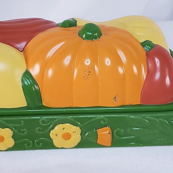 VTG Thanksgiving Fall MCM Butter Dish Retro 1960's Veggies Harvest Cottagecore - Picture 5 of 9